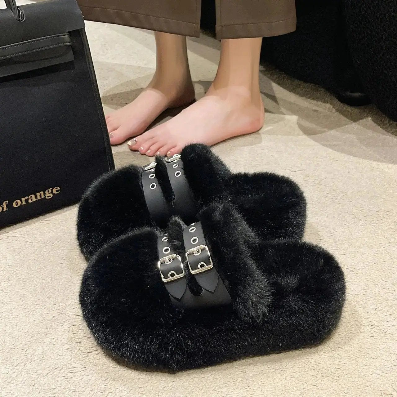 Plush Cushioned Women's Slippers with 7cm Heel Height | Beauty Bouqe 