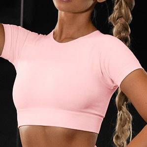 Seamless Yoga Sport Set Fitness Women Running Leggings Short Sleeve Tops - Beauty Bouqe